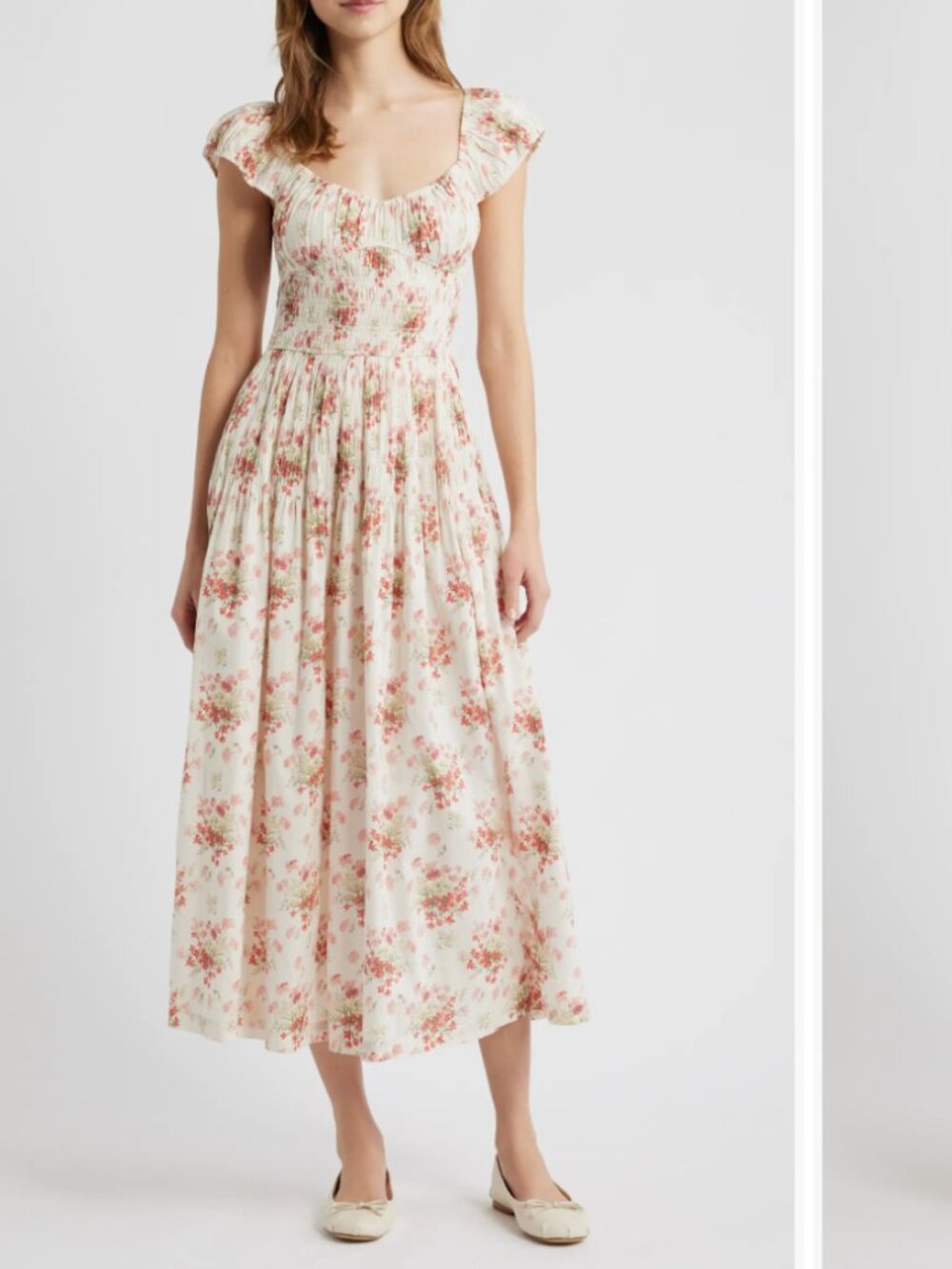 Doen Quinette Organic Cotton Voile Midi Dress Ivory Lantana Floral XS